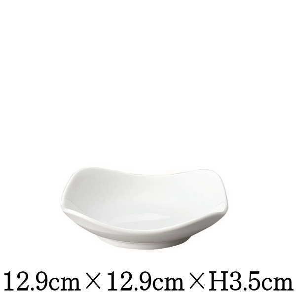 SQ13cm深皿　白い陶器磁器の食器　おしゃれな業務用洋食器　スクエア　お皿中皿深皿
