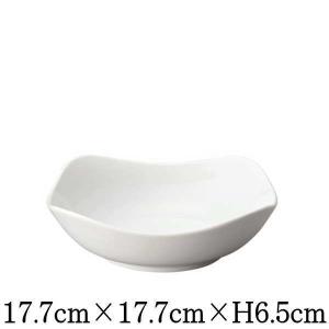 SQ18cmボール　白い陶器磁器の食器　おしゃれな業務用洋食器　スクエア　お皿中皿深皿｜deardishbasara