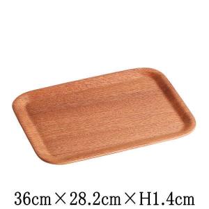 WOOD　レッドマホガニー　36cm長角トレー　お盆　木製食器　天然木　洋食器　トレイ　ブュッフェ　バイキング　食べ放題　おしゃれな業務用食器