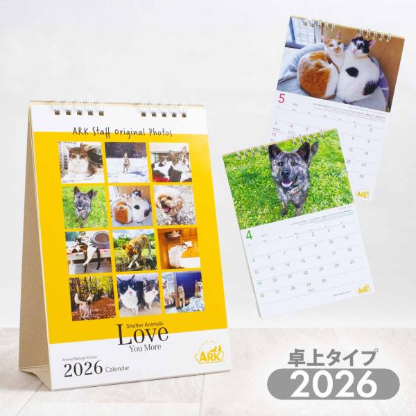 ARK アニマルレフュージ関西 卓上カレンダー 2026 アーク 保護犬 保護猫 写真 ボランティア...