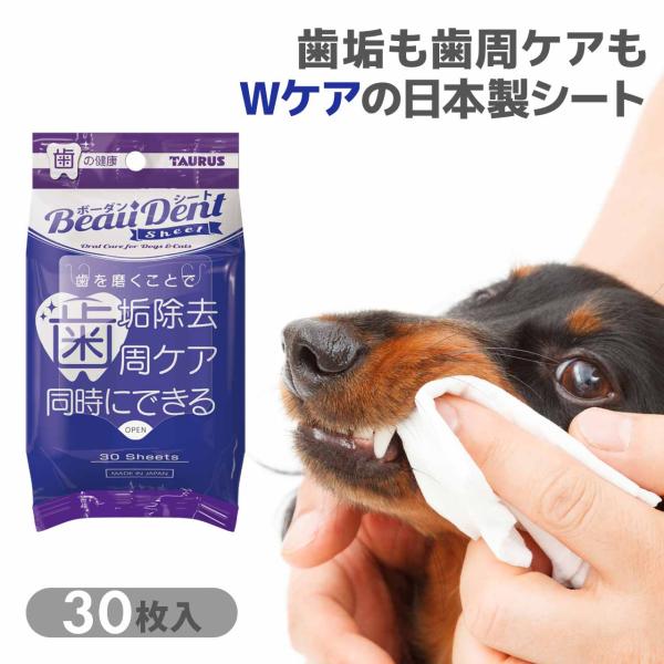 犬 歯磨きシート トーラス ボーダン シート 30枚入 日本製 不織布シート 歯垢除去 歯周ケア オ...
