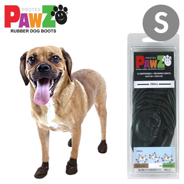 小型犬 中型犬 ブーツ PAWZ ラバードッグブーツ ブラック S 12枚入 4本足3回分 ポウズ ...