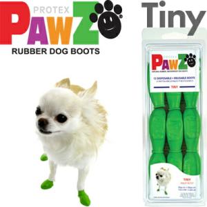 超小型犬 ブーツ PAWZ ラバードッグブーツ Tiny 12枚入 4本足3回分 ライトグリーン ポ...
