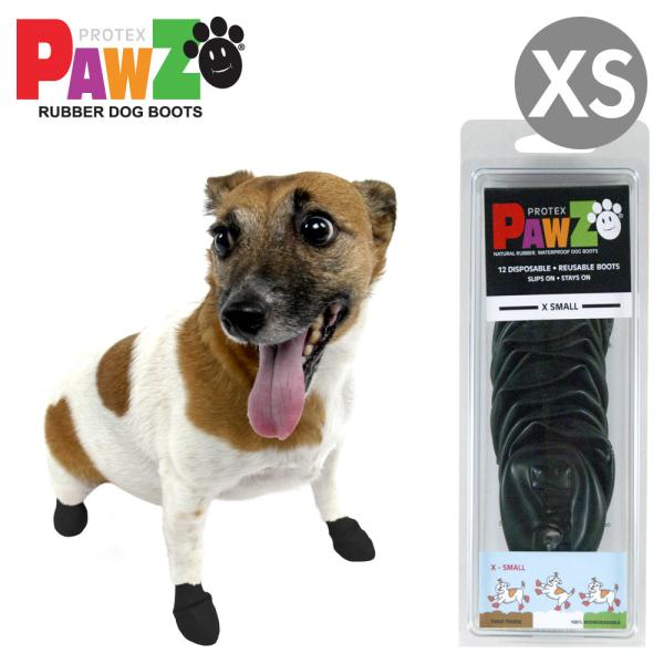 小型犬 ブーツ PAWZ ラバードッグブーツ ブラック XS 12枚入 4本足3回分 ポウズ パウズ...