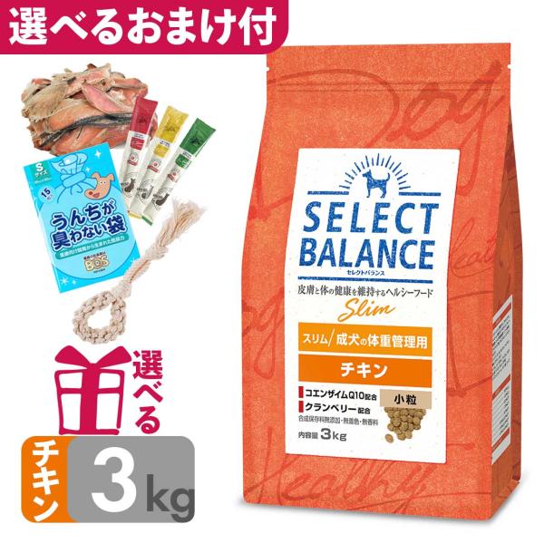 P10倍 おまけ付 低脂肪 ドッグフード セレクトバランス スリム チキン 小粒 3kg 成犬の体重...