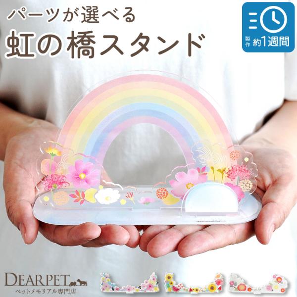 受注生産 ペット お供え お飾り 虹の橋 アクリルスタンド きせかえパーツ セット ネームプレート ...