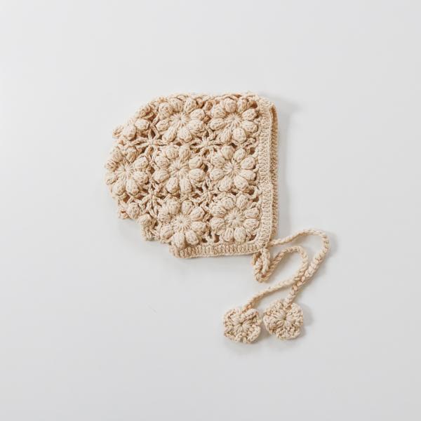 ニットフワラー ボンネット 帽子 ベビー 赤ちゃん 女の子 男の子 ユニセックス コットン かわいい...