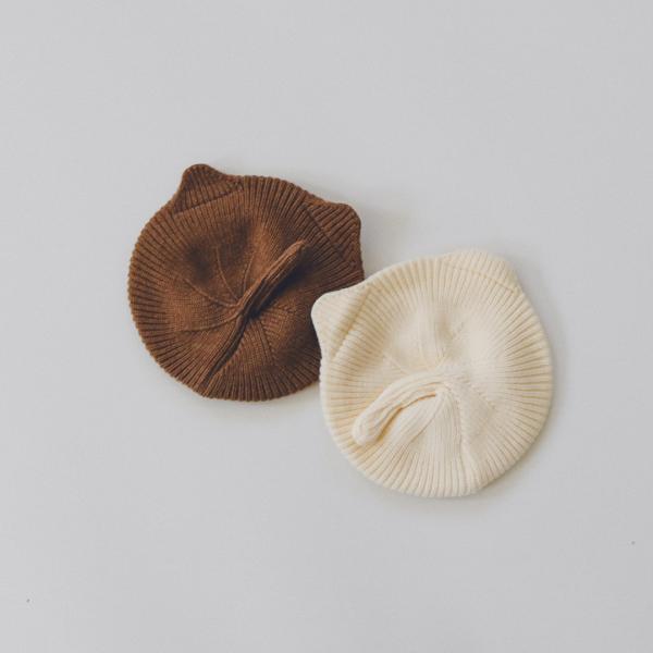 子供 ねこキャスケット ベレー帽  帽子 女の子 男の子 おしゃれ シンプル ニット ネコ耳 春 秋...