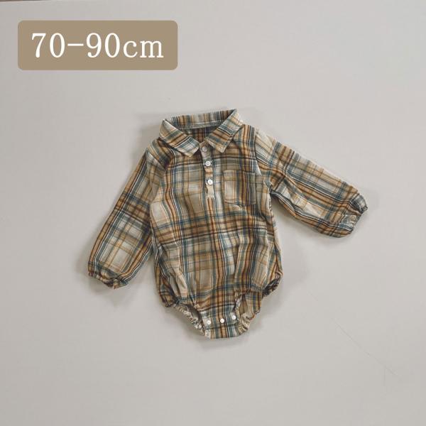 ベビー 長袖ロンパース チェックシャツロンパース ベビー服 女の子 男の子 韓国子供服 海外子供服 ...