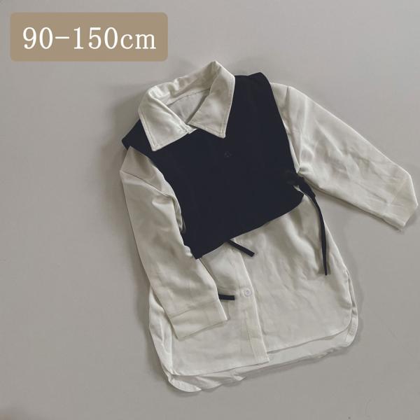 子供服 トップス シャツベストセット 長袖 Ｔシャツ 韓国子供服 海外子供服 90 100 110 ...
