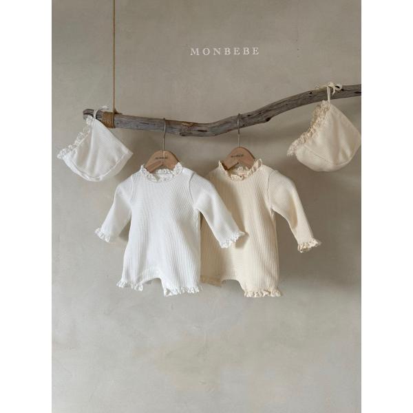 monbebe ロンパース waffle suit (bonnet set)  新生児 ベビー赤ちゃ...