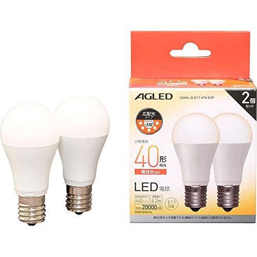 アイリスオーヤマ LED電球 E17 広配光 40形相当 電球色 2個セット LDA4L-G-E17...