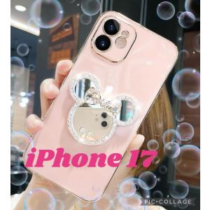 【iPhone対応】クリア ケース 耐衝撃 韓国風デザイン 薄型【送料無料】ミラー付き ディズニー iPhone 17 ケース キラキラ 可愛い 全2色