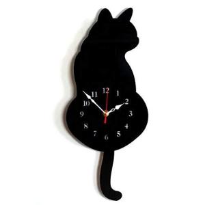 リタプロショップRしっぽが動く 壁掛け キャットクロック 壁掛け時計 かわいい 猫 ねこ 振り子時計 (ブラック)の商品画像