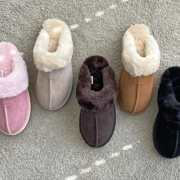 サンダル サボ ムートン ファー 牛革 フラット モコモコ レディース 黒 ブラック チョコ ベージ...