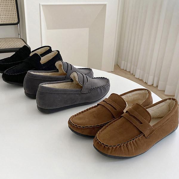 ローファー モカシン スエード フェイクファー フラット レディース ぺたんこ 黒 灰色 茶色 ブラ...