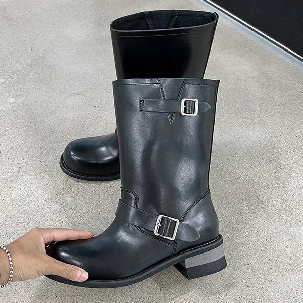 ショートブーツ ミドルブーツ エンジニアブーツ 履き口 ゆったり ルーズ フラット レディース ロー...