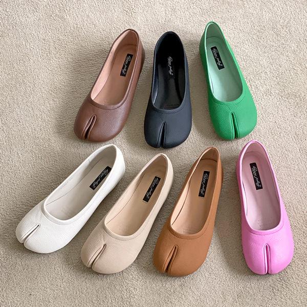 足袋 パンプス 牛革 バレエシューズ フラットレディース 先割れ タビ tabi たび ブラック ブ...