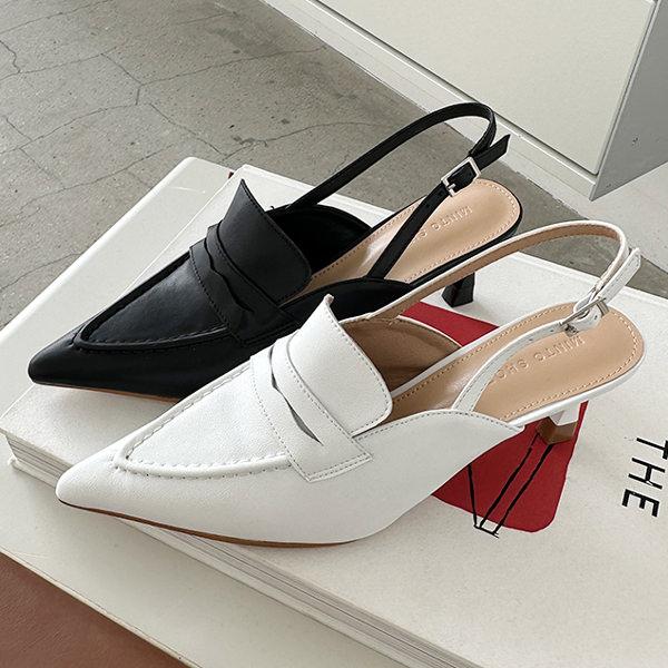 サンダル パンプス ローファー 天然牛革 編み込み バックストラップ ポインテッドトゥ レディース ...