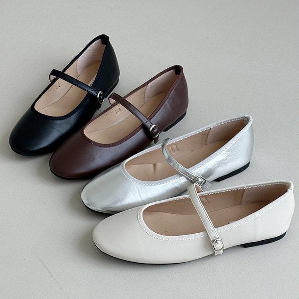 バレエシューズ パンプス フロントストラップ フラット レディース ぺたんこ 黒 茶 銀 ブラック ...