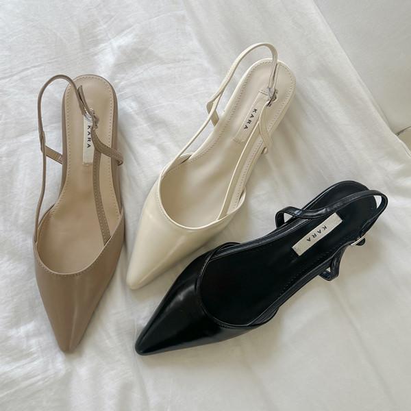 サンダル バックストラップ ポインテッドトゥ フラット レディース ローヒール 黒 ブラック ココア...