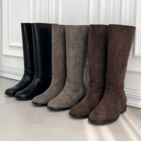 ロングブーツ ジョッキーブーツ レザー スエード フラット レディース ぺたんこ ペタンコ 黒 ブラ...