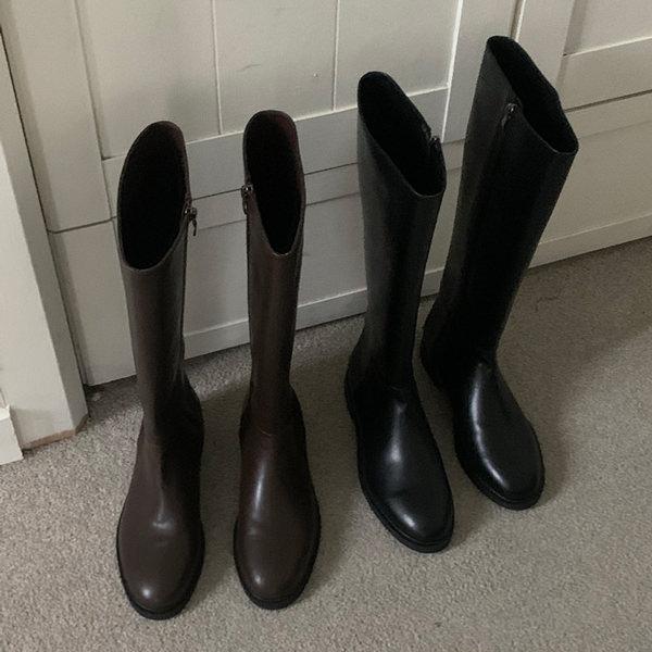 ロングブーツ ジョッキーブーツ サイドジップ フラット レディース ぺたんこ ペタンコ 黒 茶 ブラ...