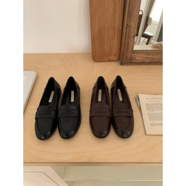 ローファー　ラウンドトゥ レディース フラットヒール コインローファー