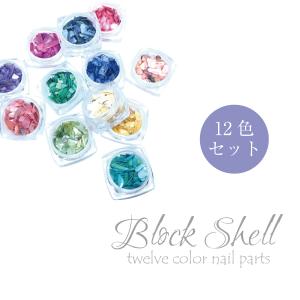 ブロックシェル 各約1ｇ シェルパーツ 12色セット 自然貝 ネイルパーツ  ネイル用品 Nail parts 貝ネイル｜deco-run