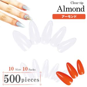 ネイルチップ クリア 透明 アーモンド 100枚セット AN79 ロング クリア