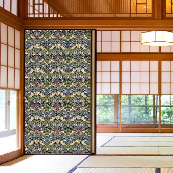 襖紙 貼り替え リメイク モリス柄 いちご泥棒 和モダン ふすま紙 洋風 おしゃれ  鳥 苺 簡単 ...