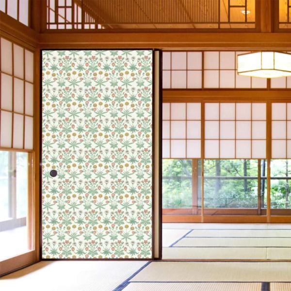 襖紙 貼り替え リメイク モリス柄 デイジー 和モダンふすま紙 洋風 おしゃれ 花柄 簡単 水で貼れ...