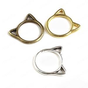 猫のお顔★アンティークチャーム 指輪・レジン用空枠にも ねこ ネコ