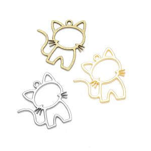 こちらを覗き込むネコちゃんフレーム★かわいいアンティークチャーム レジン用空枠 ねこ 猫