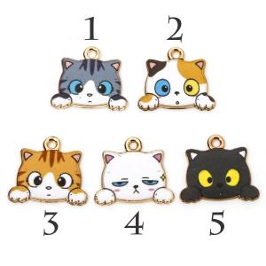手をちょっと出してみたネコ 5種類★かわいいアンティークチャーム ねこ 猫 エナメル