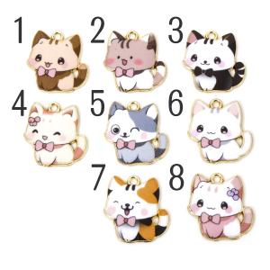 リボンを付けたキラキラクリスタルのネコちゃんのお顔 5色から