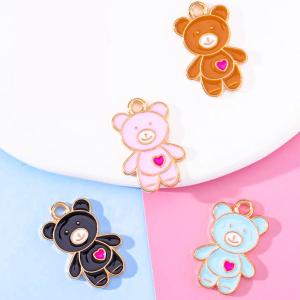 ハートのついたクマさん★かわいいアンティークチャーム エナメル くま 熊 ベアー