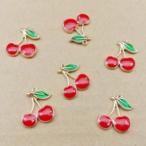 ぐでねこちゃんチャーム　さくらんぼ 両手を上げている幼くてかわいいネコちゃん☆かわいいアンティーク