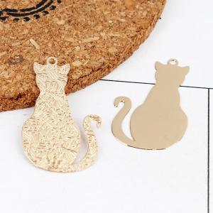 合金製高品質 お花模様のネコ透かしメタルパーツ...の詳細画像1