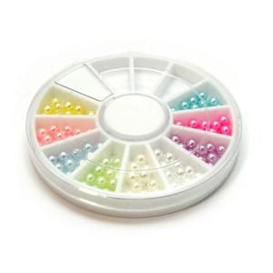 穴なしパール 全円 2.5mm, 3.5mm ホワイト・クリーム(キスカ)など全9カラー デコ、ハンドクラフト、ネイル等に！