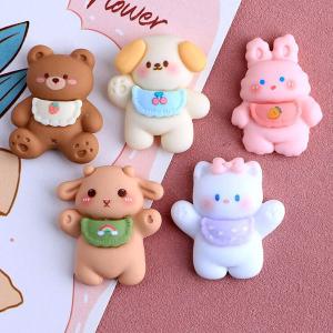 リボンを付けたメルヘンチックなネイルサイズの動物パーツ 6個セット