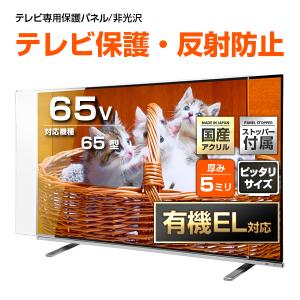 有機EL対応 液晶テレビ保護パネル 65型 65インチ ストッパー付き ノングレア 反射・映込防止 特厚5ミリ 65V対応 テレビ画面保護カバー 地震対策 CLIERL｜decodecoshop