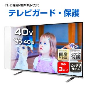 液晶テレビ保護パネル 40型 40インチ ストッパー付き クリアパネル 重厚3ミリ 光沢グレア仕様 39 40V対応 テレビ画面保護カバー ガード 有機EL 地震対策 CLIERL