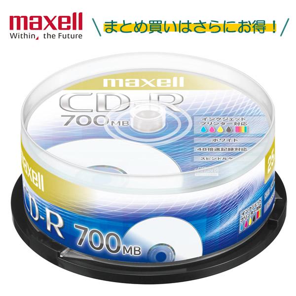 maxell CD-R 700MB CDR700S.PNW25SP 48倍速記録対応 ホワイトレーベ...