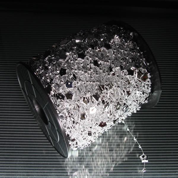 キラキラ メッキ ガーランド ボビン巻 6mm・3mm 星形 シルバーメッキ仕上げ 60m巻