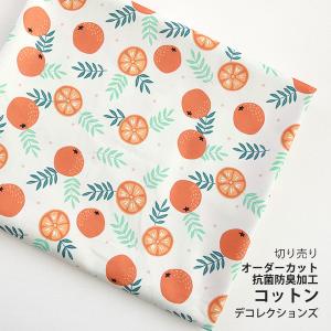 生地・布・入園入学　≪ Fresh orange ≫　コットン/幅109cm　（抗菌・防臭加工）【10cm単位販売】｜decollections