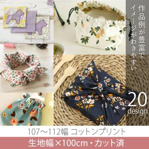 カット済生地・布　≪ コットンプリント生地04 ≫　コットン/幅107〜112cm×100cm【メール便対応】