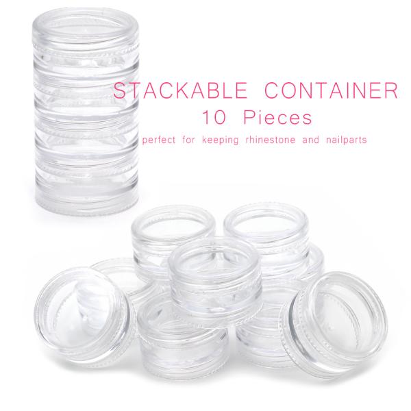 [ネコポス送料無料]ネイルパーツ収納ケース 10個セット タワーにもなる 独立型ラウンドクリアケース...