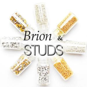 [お年玉20％offクーポン配布][ブリオン＆スタッズ]ネイルパーツセット ビンケース入り に最適 メタルパーツ ゴールド/シルバー   ジェルネイル