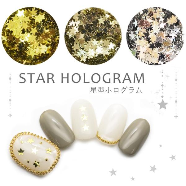 [ネコポス送料無料]星型（スター）高品質ホログラ セルフネイル  ジェルネイル